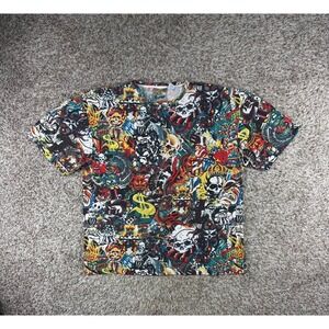 Y2K Gama Men's 4XL Tattoo Flash All Over Print T-Shirt Skulls Dragons Multicolor